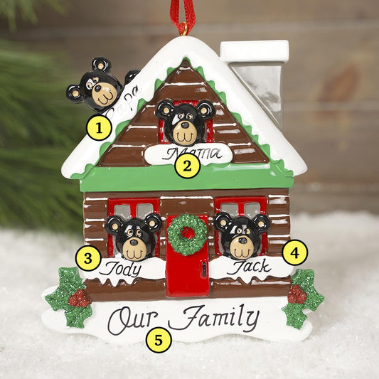 Log Cabin Bear Family 4 - Christmas Place