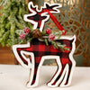 Red Black Plaid Standing Reindeer Decoration- Christmas Place