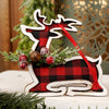 Red Black Plaid Reindeer Sitting Christmas Decoration - Christmas Place