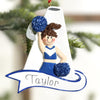 Blue Cheerleader Ornament Brown Hair - Christmas Place