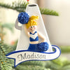 Blue Cheerleader Ornament Blonde Hair