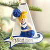 Blue Cheerleader Ornament Blonde Hair