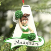 Green Cheerleader Ornament Brown Hair
