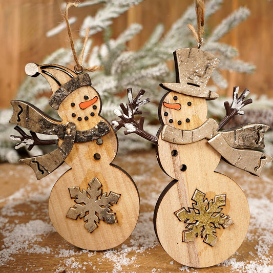 Wood Snowman Christmas Ornament - Christmas Place