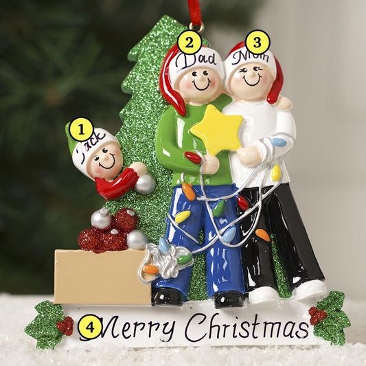 Family Of 3 Decorating Tree