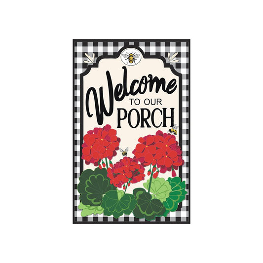Welcome Porch Geraniums Garden Flag