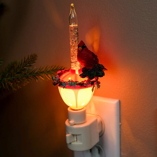 Cardinal On Holly Bubble Nightlight - Christmas Place
