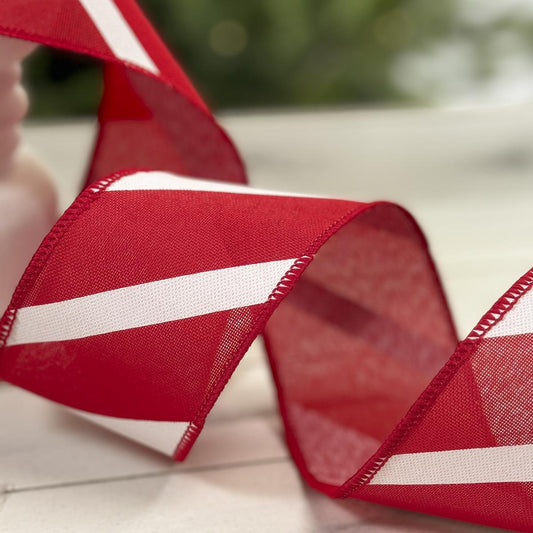 Red White Diagonal 2.5in x 10yd