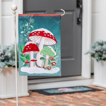 Winter Mushroom Garden Flag