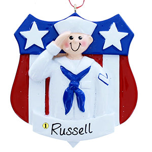 Personalized Navy Ornament