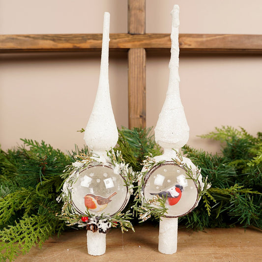 Snow Bird Glass Tree Topper - Christmas Place