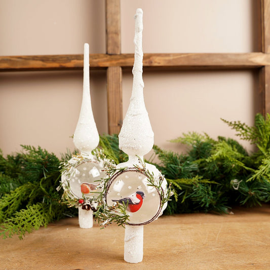 Snow Bird Glass Tree Topper - Christmas Place