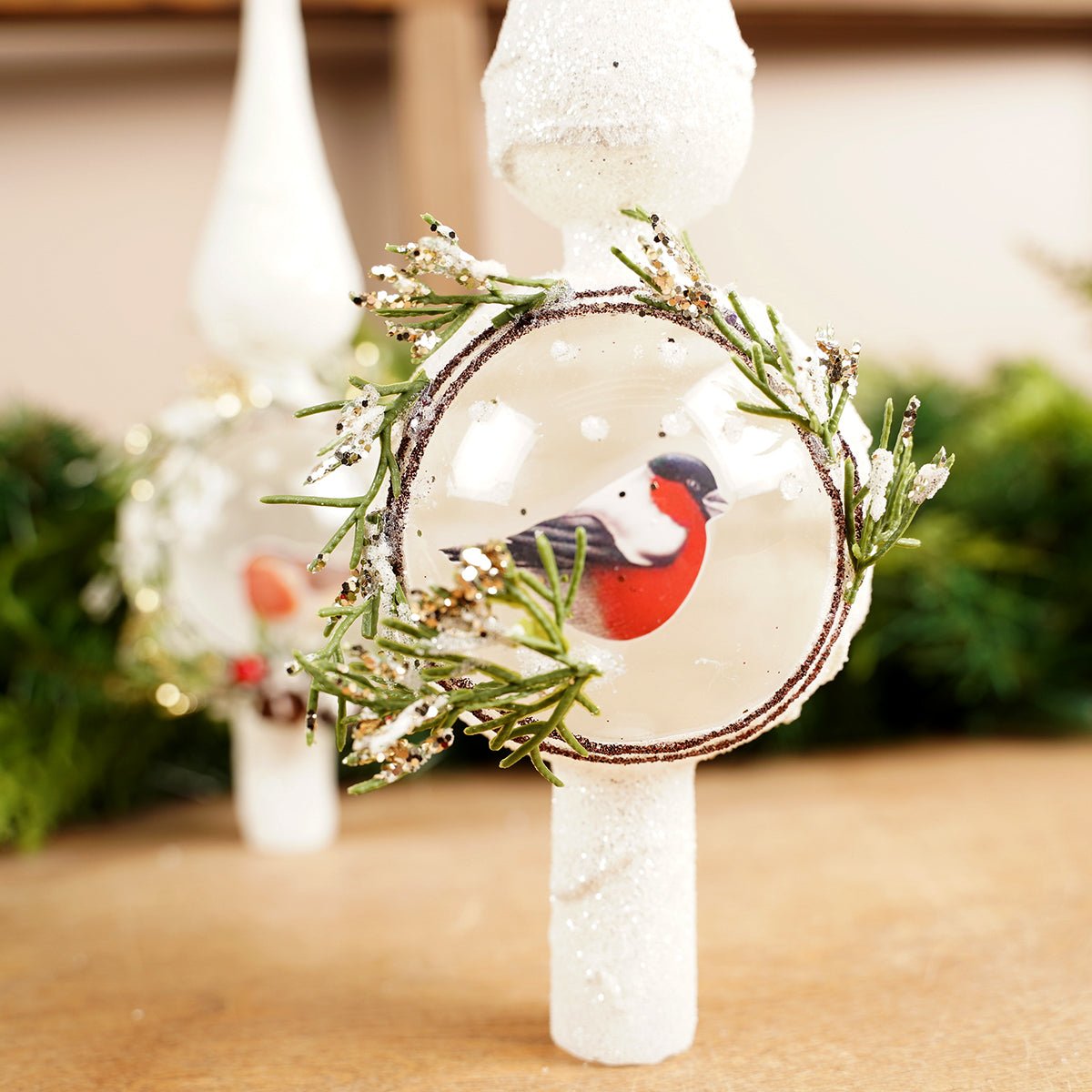 Snow Bird Glass Tree Topper - Christmas Place