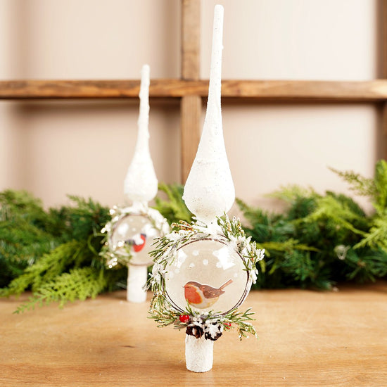 Snow Bird Glass Tree Topper - Christmas Place