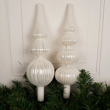 Glass White Finial Tree Topper