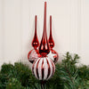Glass Red White Finial Tree Topper
