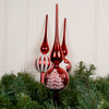 Glass Red White Finial Tree Topper
