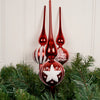Glass Red White Finial Tree Topper