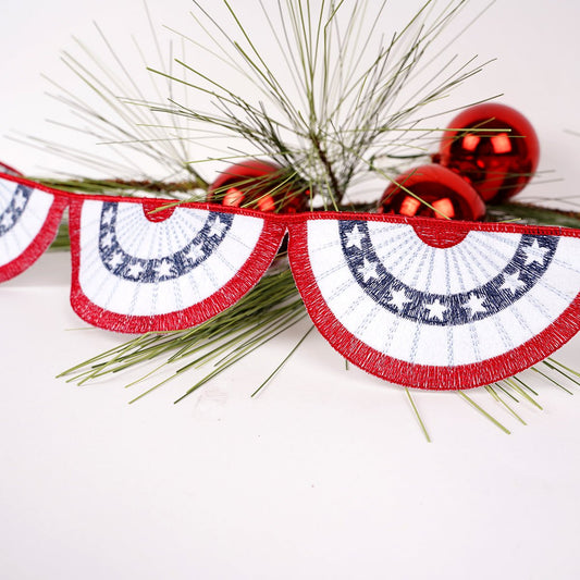 4Inch Red White Blue Americana Bunting Ribbon - Christmas Place