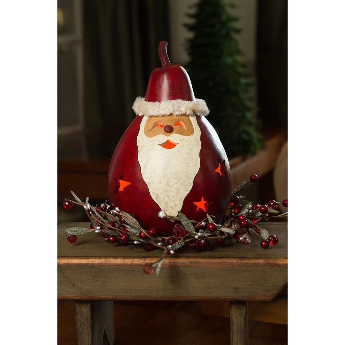 Winter Santa Lighted Gourd - Christmas Place