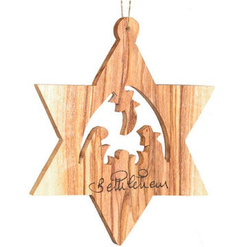 Olivewood Star of David Ornament