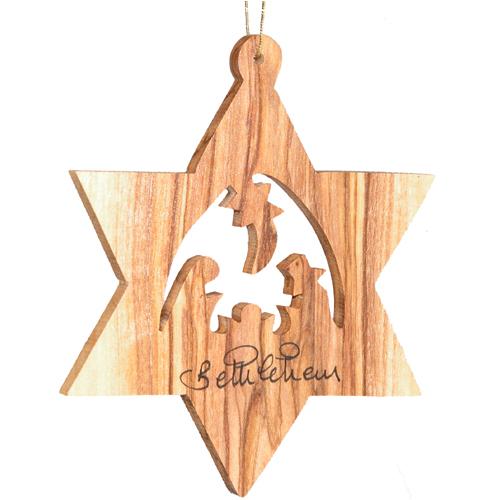 Olivewood Star of David Ornament