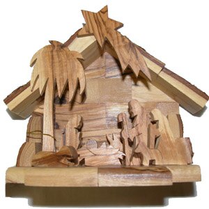 Olivewood Grotto with Figures