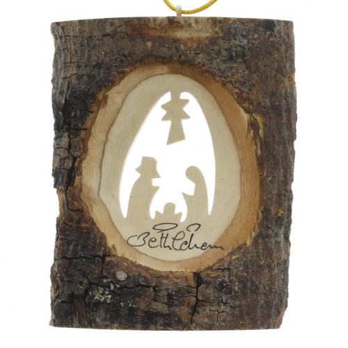 Bark Olive Wood Nativity Ornament