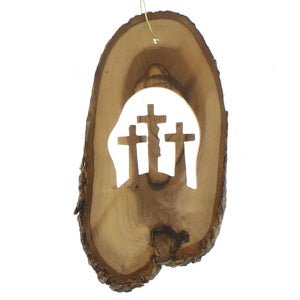 Olive Wood 3 Crosses Ornament - Christmas Place