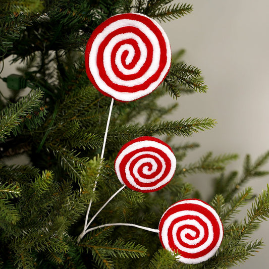 19IN RED WHITE LOLLIPOP SPRAY - Christmas Place
