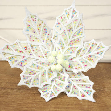 22 Inch Green Confetti Poinsettia Stem