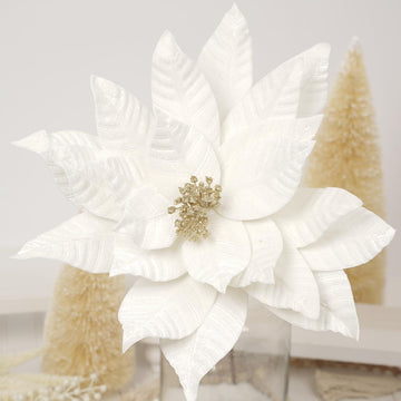 22in Ivory Velvet Poinsettia Stem