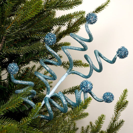 29.5IN LIGHT BLUE GLITTER SWIRL BALL SPRAY - Christmas Place