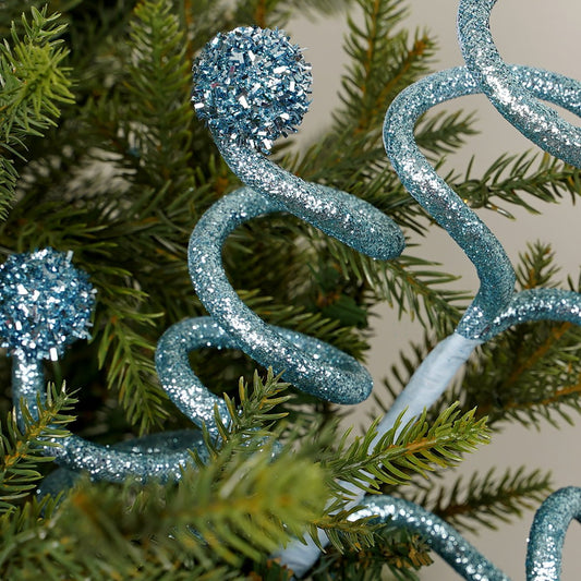 29.5IN LIGHT BLUE GLITTER SWIRL BALL SPRAY - Christmas Place