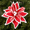 22IN RED WHITE PEPPERMINT POINSETTIA - Christmas Place