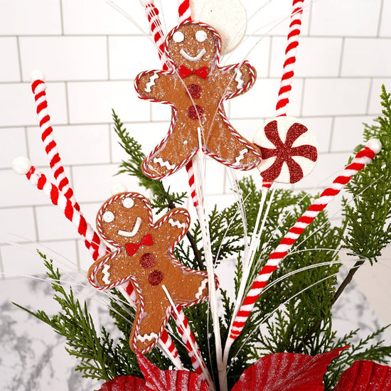 33IN GINGERBEAD GRASS SPRAY - Christmas Place