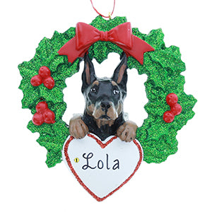 Doberman Pinscher with Wreath