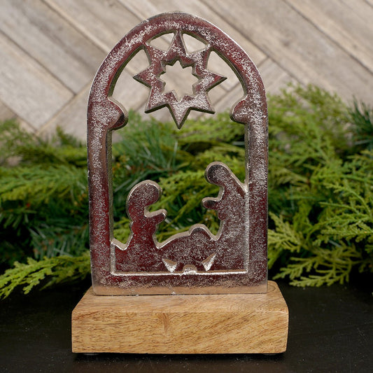 Metal Wood Nativity - Christmas Place