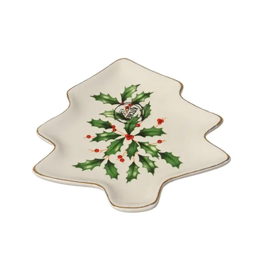 Holly Porcelain Tree Shape Plate - Christmas Place