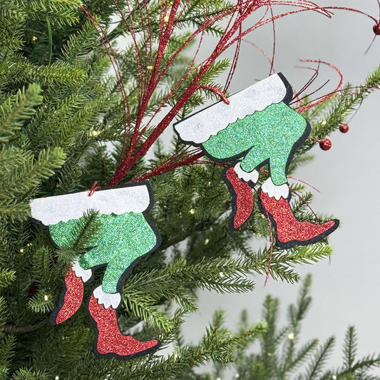 Glitter Grinch Leg Grass Spray - Christmas Place
