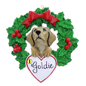 Yellow Lab with Wreath