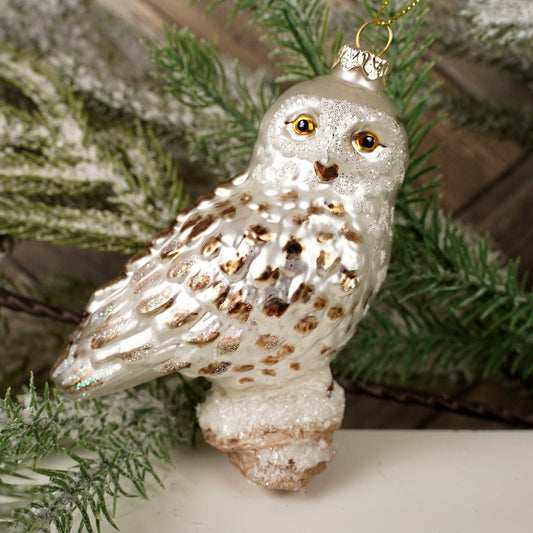 4Inch Glass Standing Owl Ornament - Christmas Place
