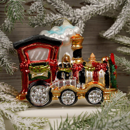 Full Color Glass Train Christmas Ornament - Christmas Place