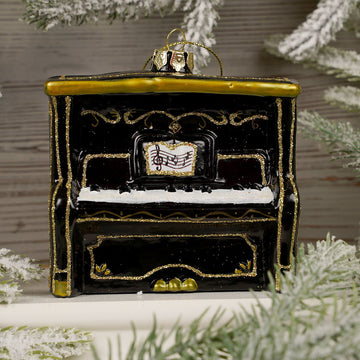 3.5Inch Glass Black Piano Ornament - Christmas Place