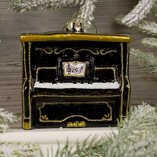 3.5Inch Glass Black Piano Ornament - Christmas Place