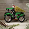 2.5Inch Glass Green Tractor Ornament - Christmas Place