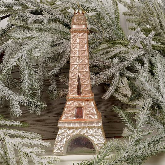 10.5Inch Glass Eifel Tower Ornament - Christmas Place