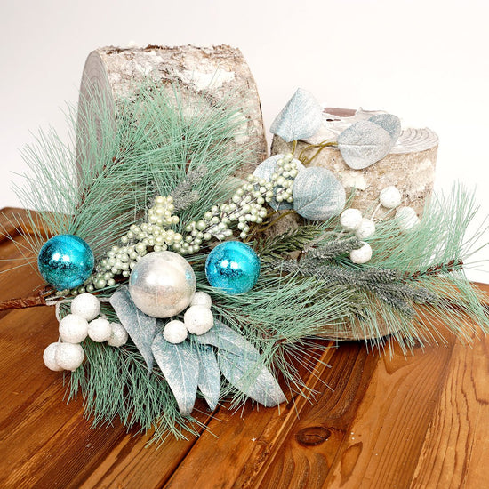 28IN BLUE GREN PINE EUCALYPTUS SPRAY - Christmas Place