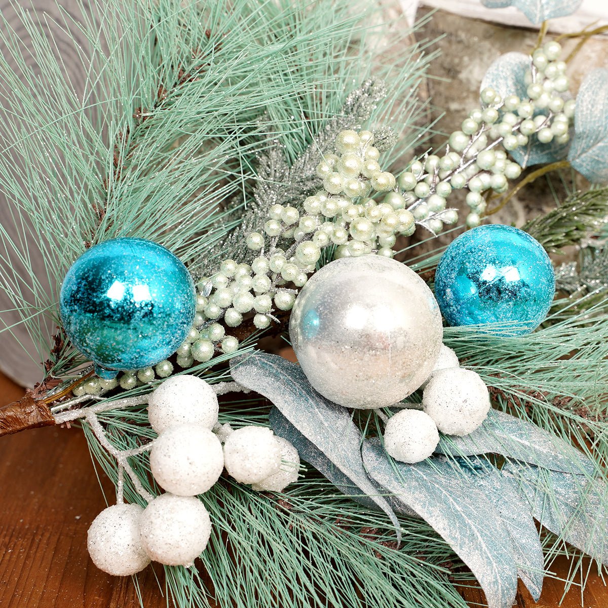 28IN BLUE GREN PINE EUCALYPTUS SPRAY - Christmas Place