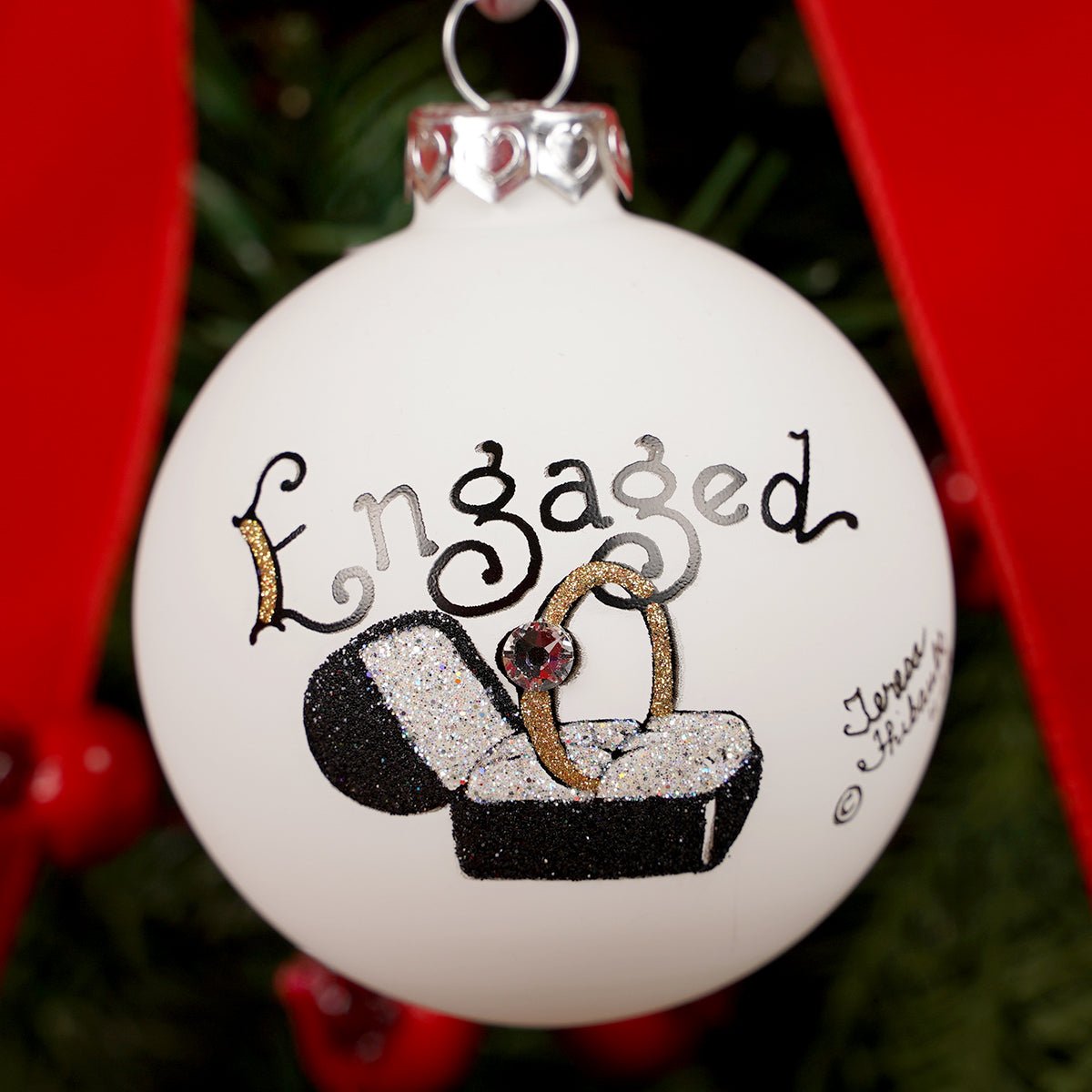 Engaged Hand Painted Christmas Ornament - Christmas Place